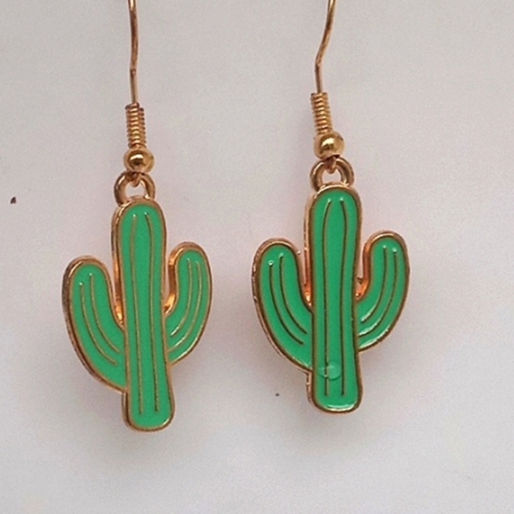 Enamel Cactus Earrings - Picture 5 of 6
